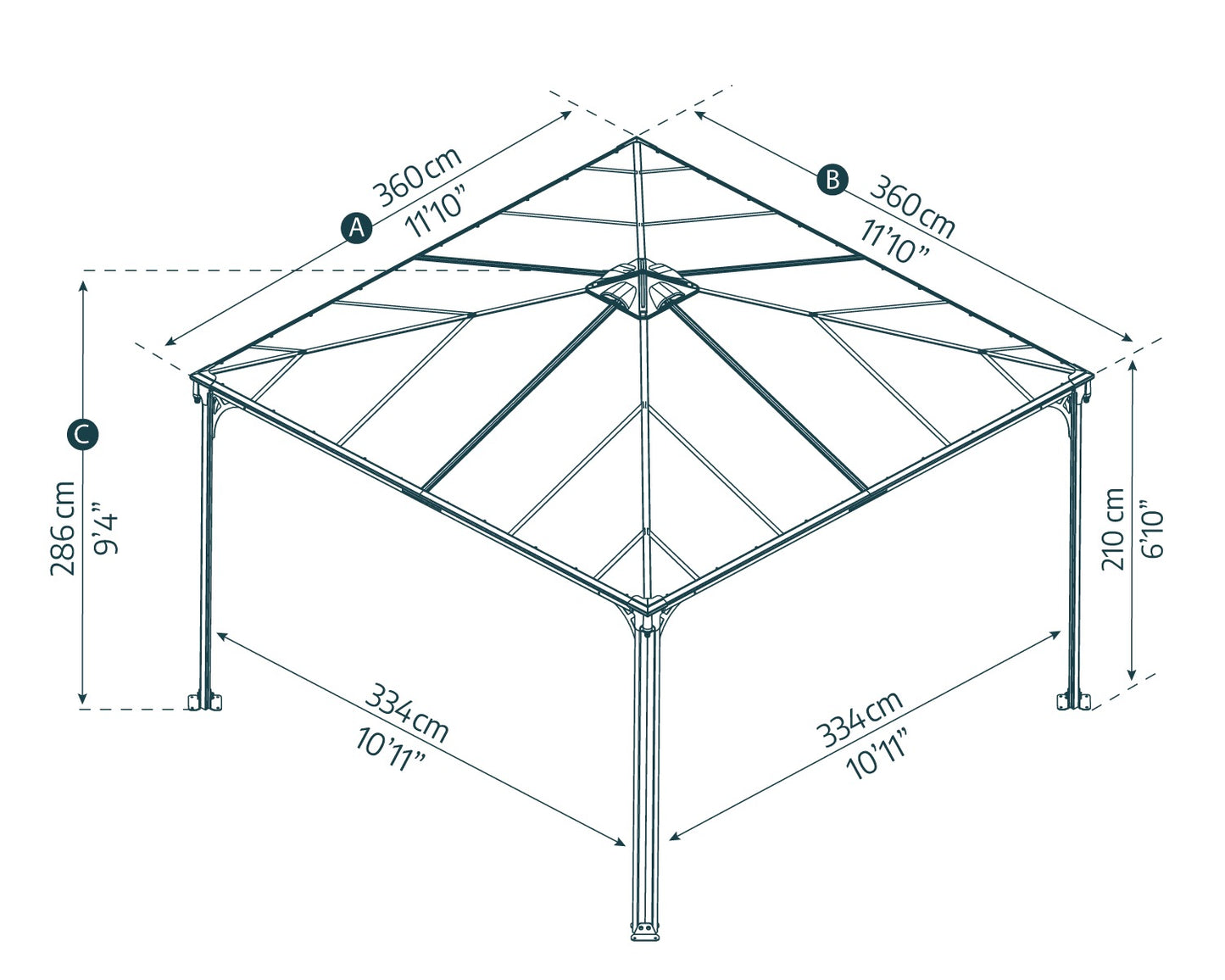 3.6m x 3.6m Gazebo